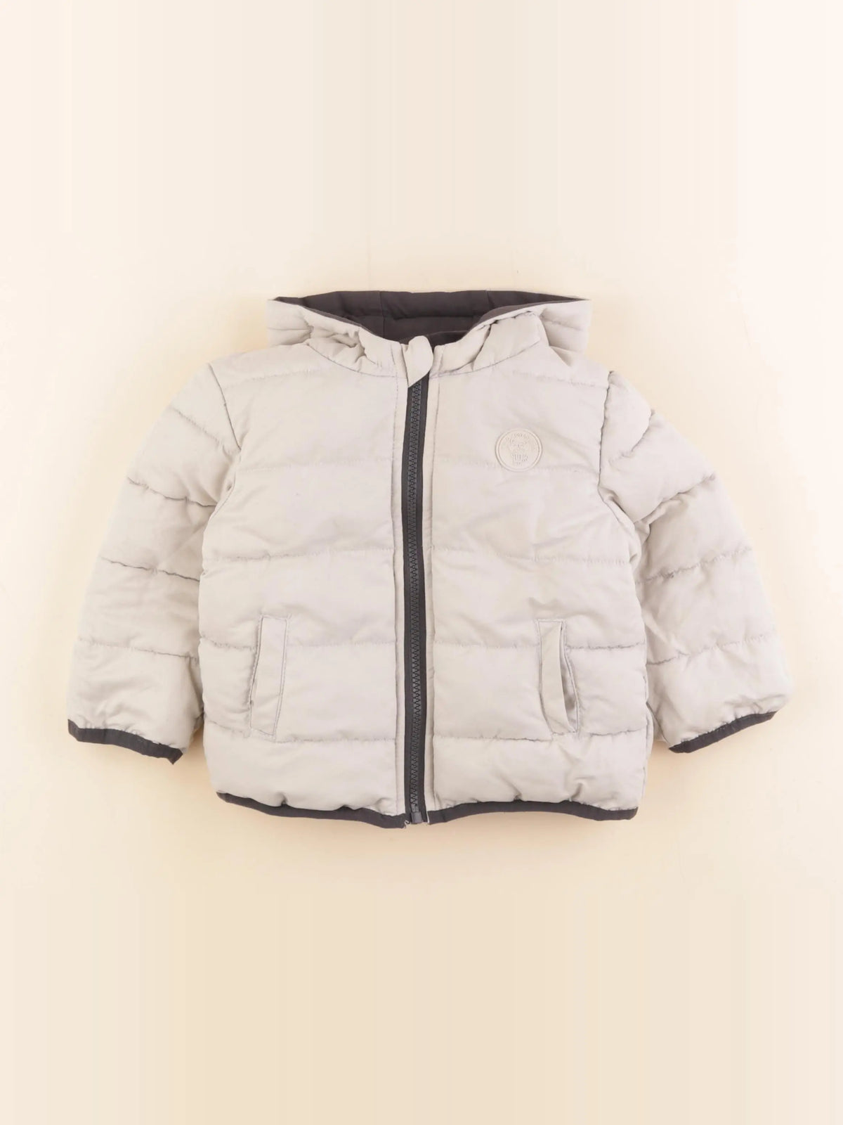 Vertbaudet - doudoune réversible gris - 2 ans