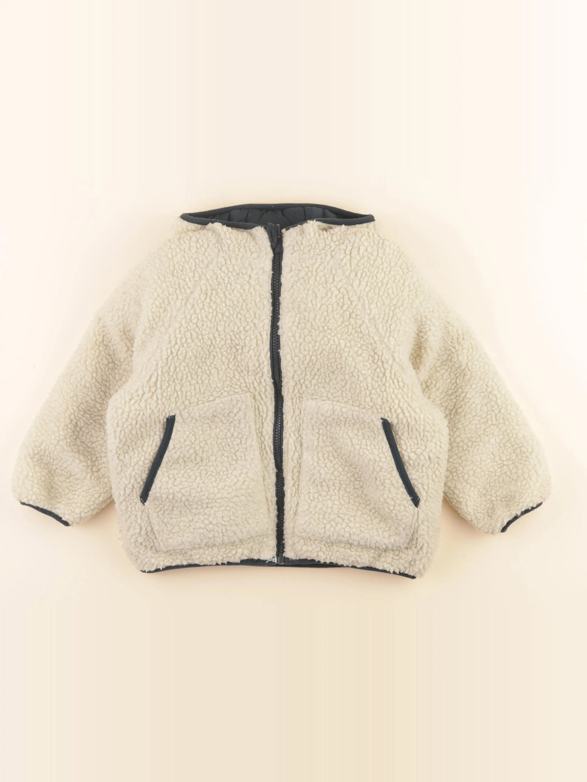 Vertbaudet - doudoune réversible vert, beige - 4 ans