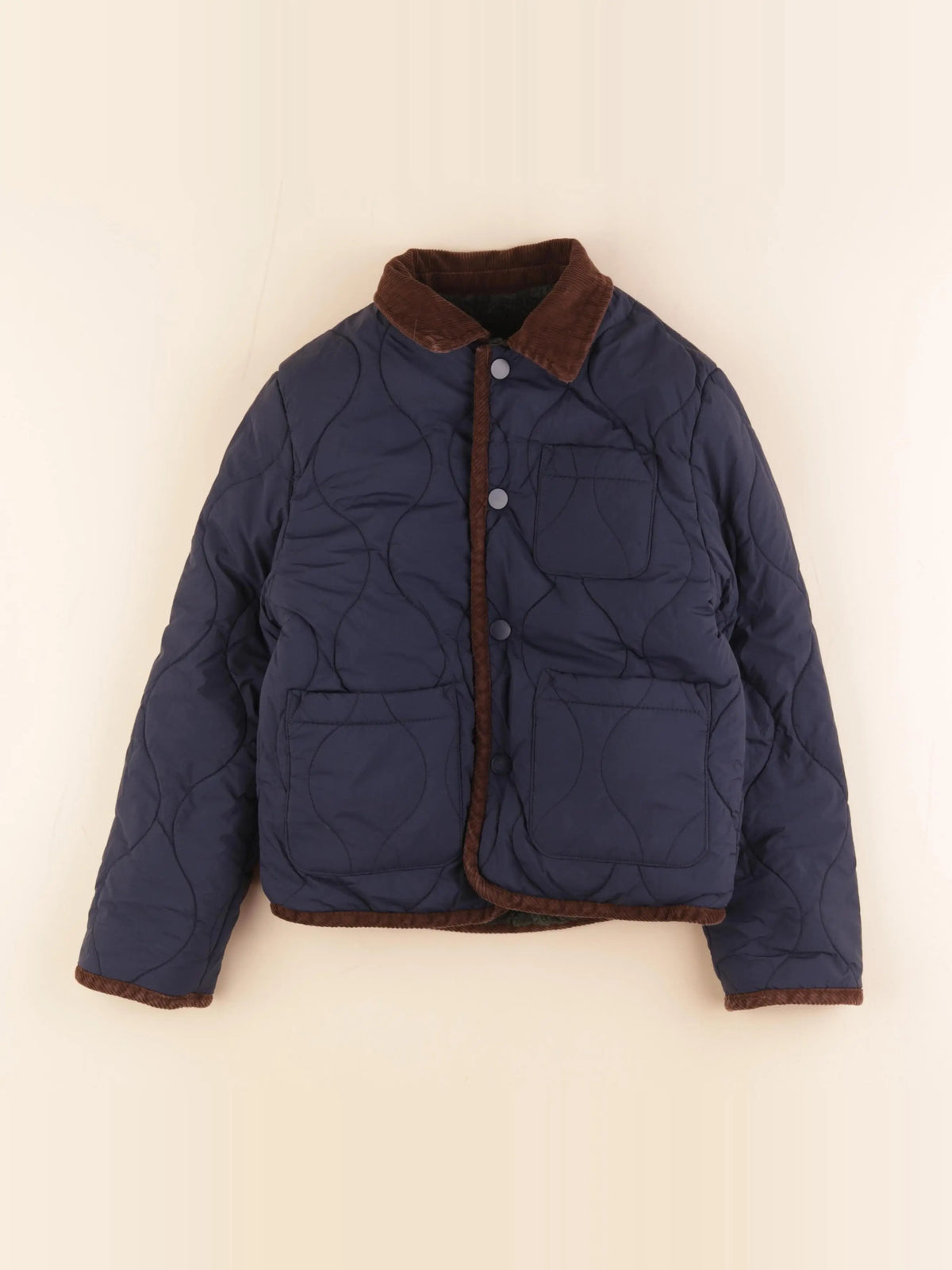 Kiabi - doudoune réversible bleu, vert - 8 ans