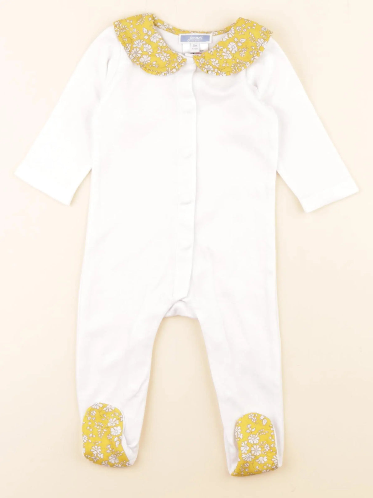 Jacadi - pyjama coton blanc, jaune - 6 mois