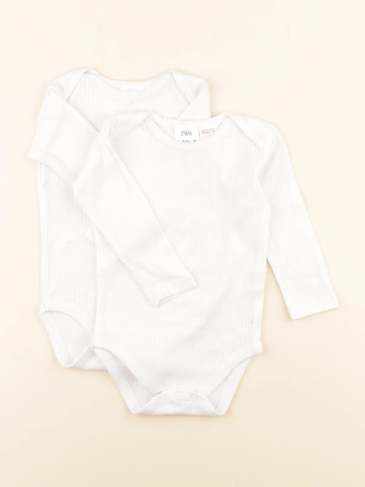 Zara - lot de 2 bodies en coton blanc - 9/12 mois