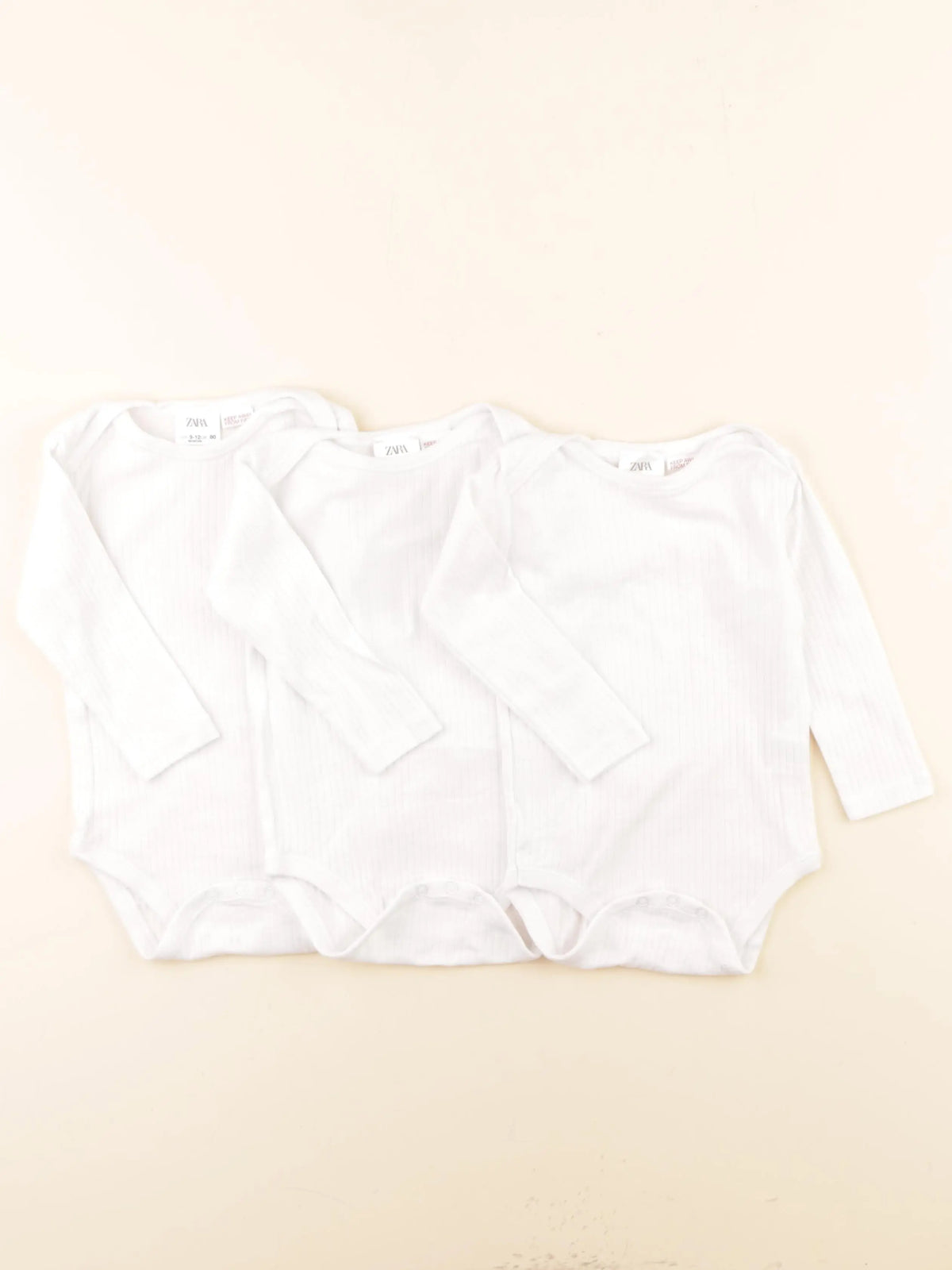 Zara - lot de 3 bodies en coton blanc - 9/12 mois