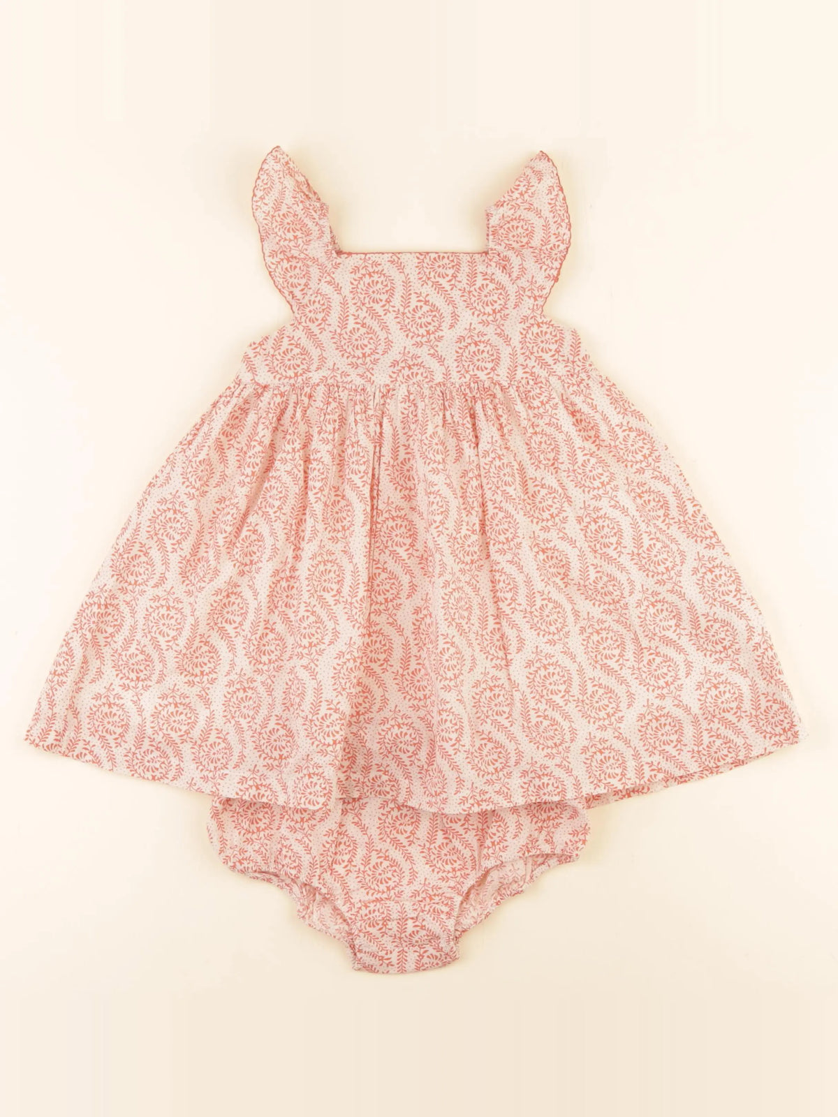 Boutchou - robe beige, rouge - 12 mois