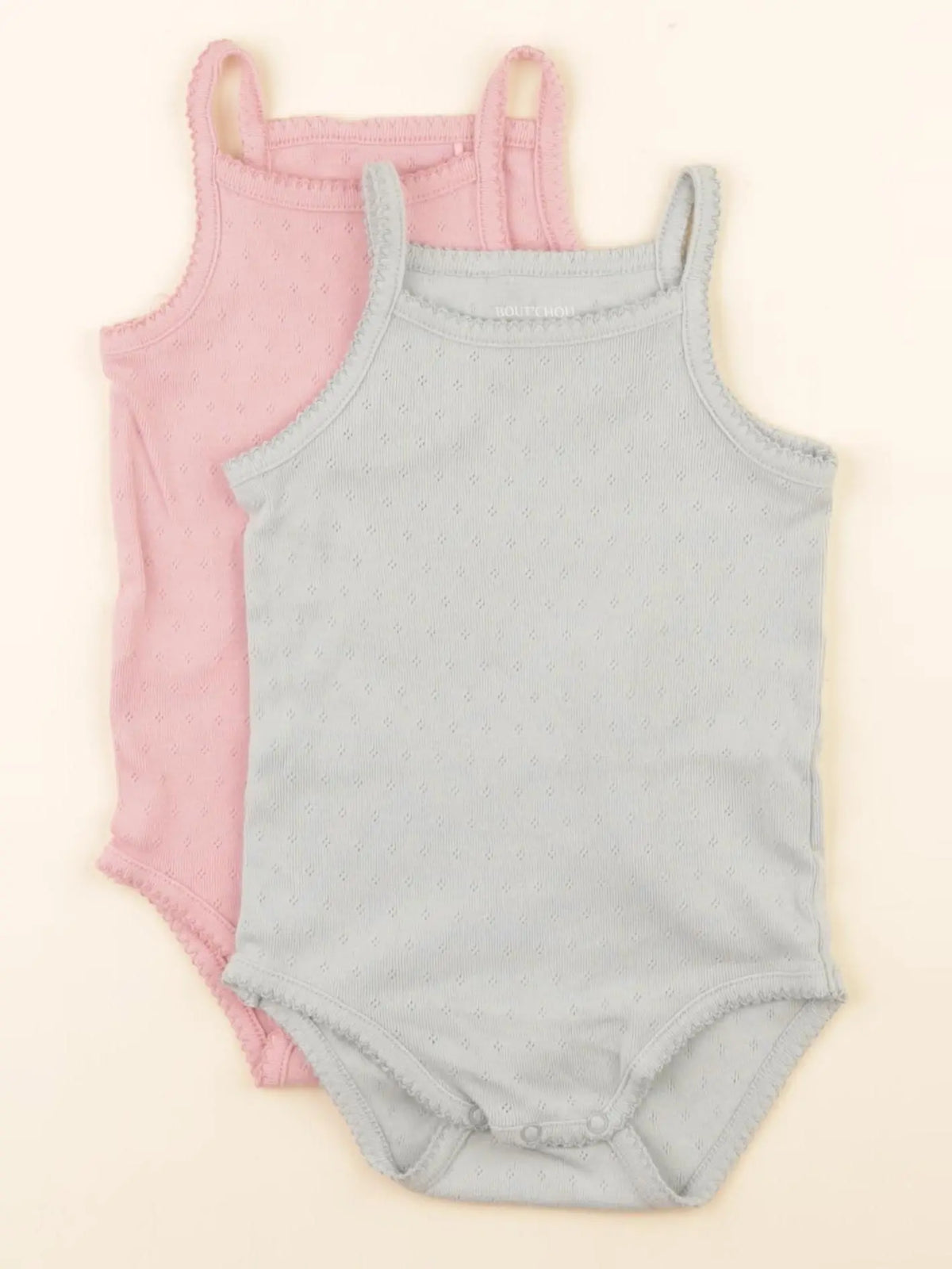 Boutchou - lot de 2 bodies en coton rose, vert - 18 mois