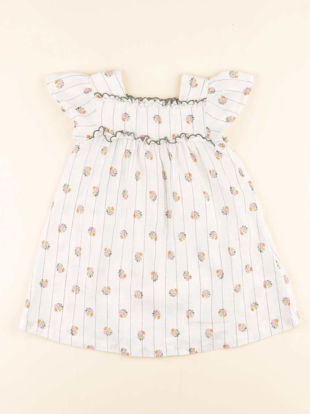 Cyrillus - robe blanc, vert - 18 mois