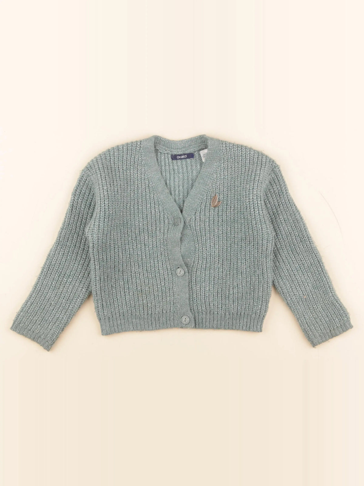 Okaidi - gilet vert, argent - 4 ans