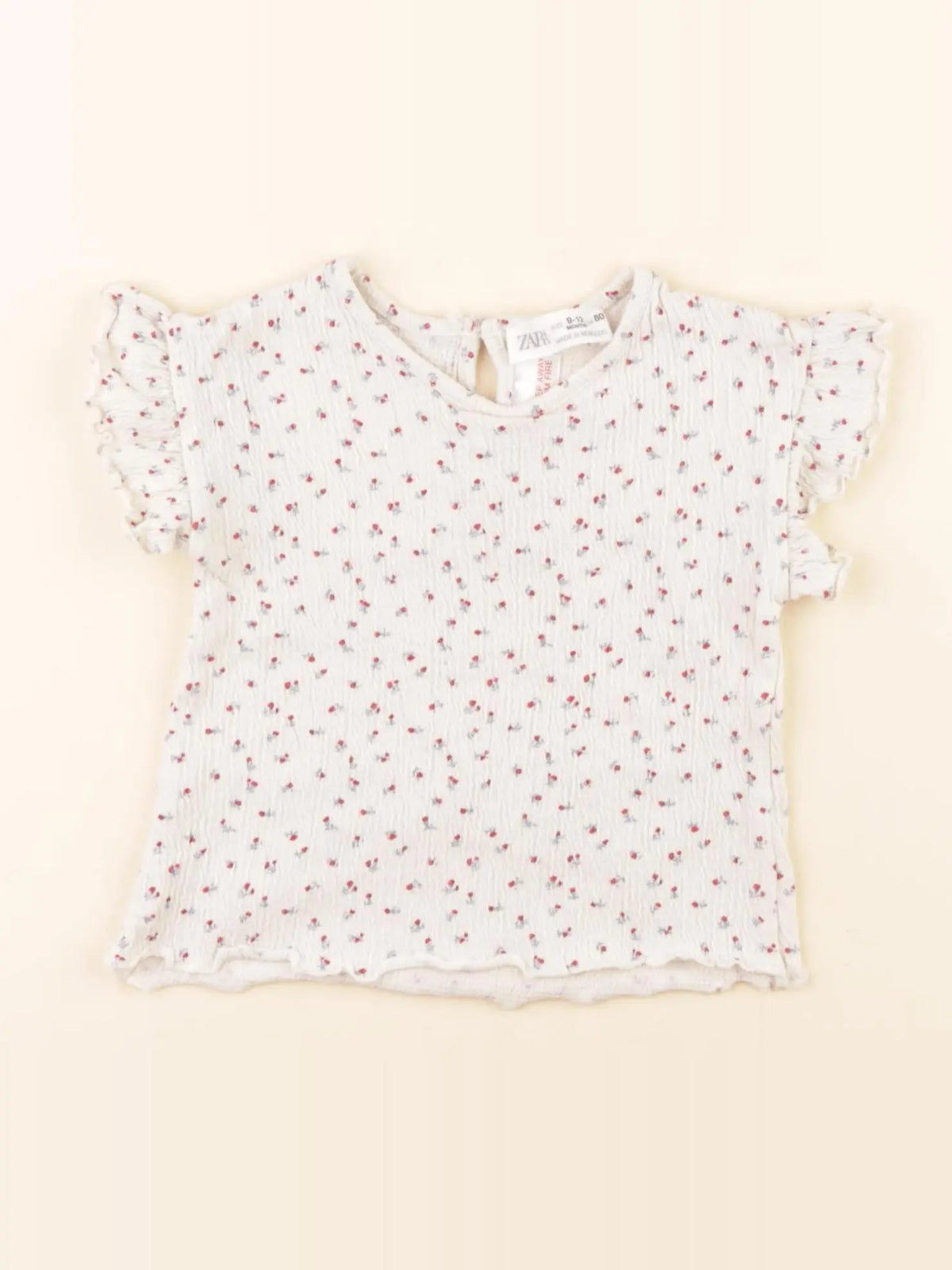 Zara - tee-shirt beige, rouge - 9/12 mois
