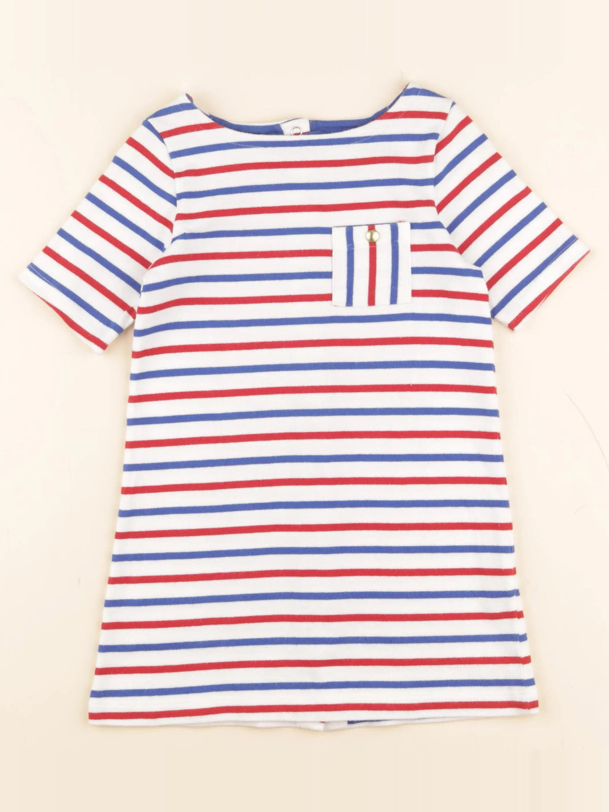 Petit Bateau - robe blanc, bleu, rouge - 5 ans