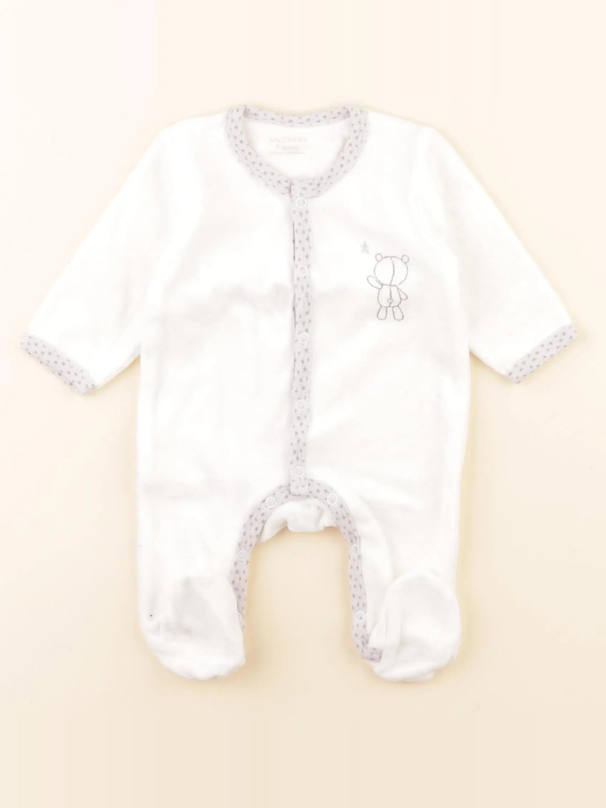 Sauthon - pyjama velours blanc - 1 mois