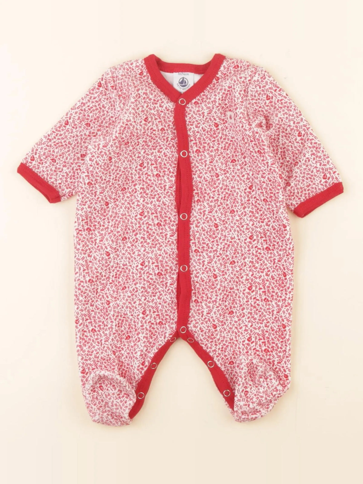 Petit Bateau - pyjama velours rouge - 6 mois