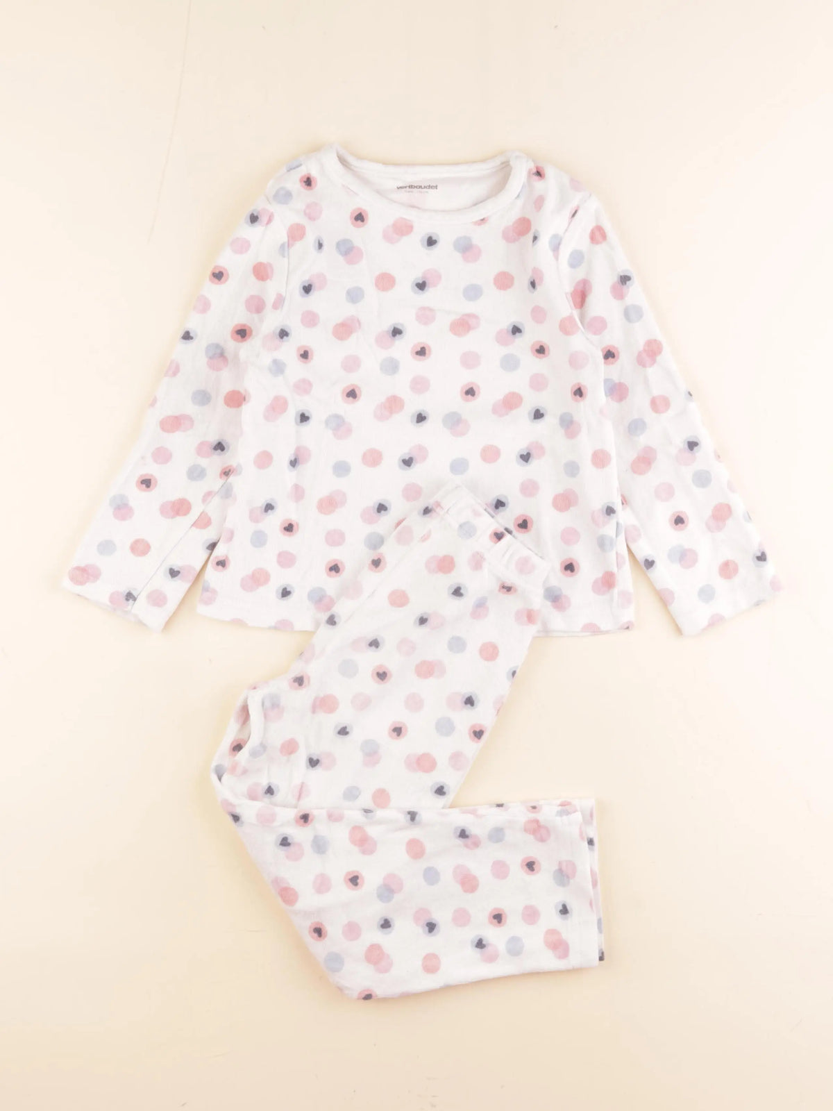 Vertbaudet - pyjama velours blanc - 6 ans