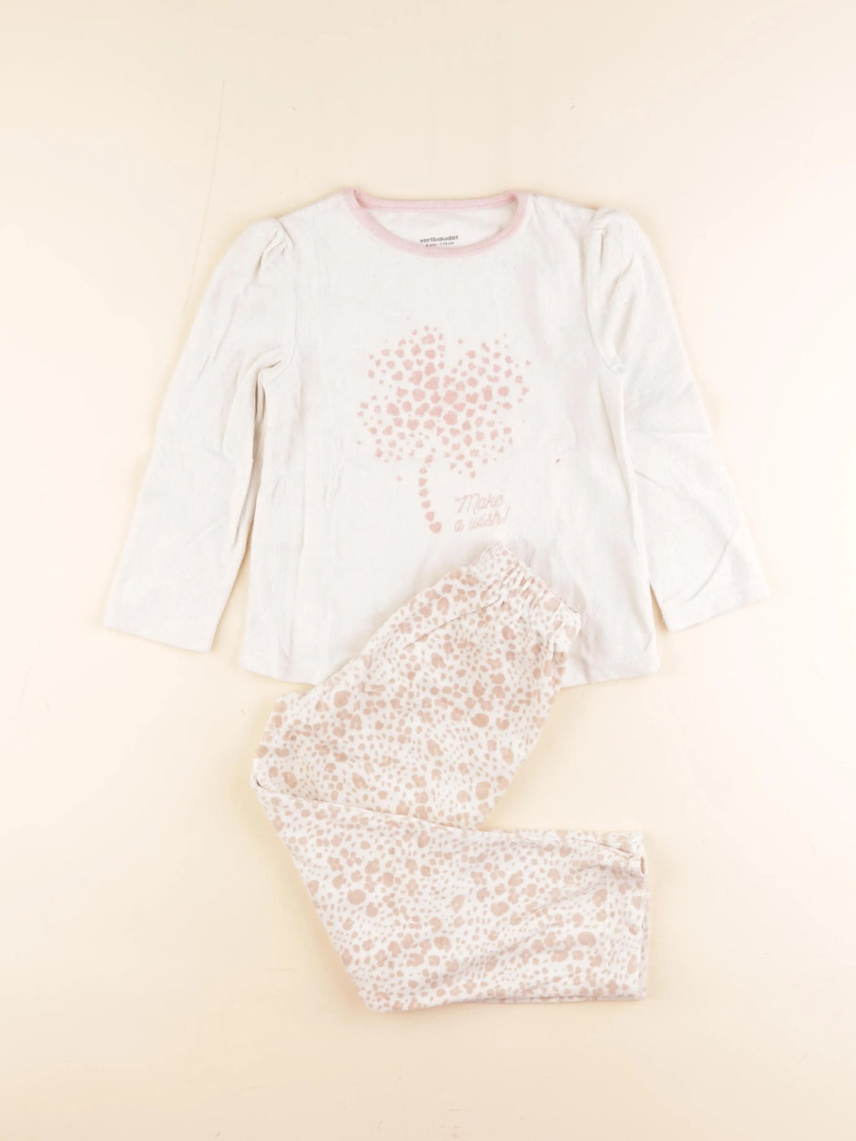 Vertbaudet - pyjama velours blanc - 6 ans