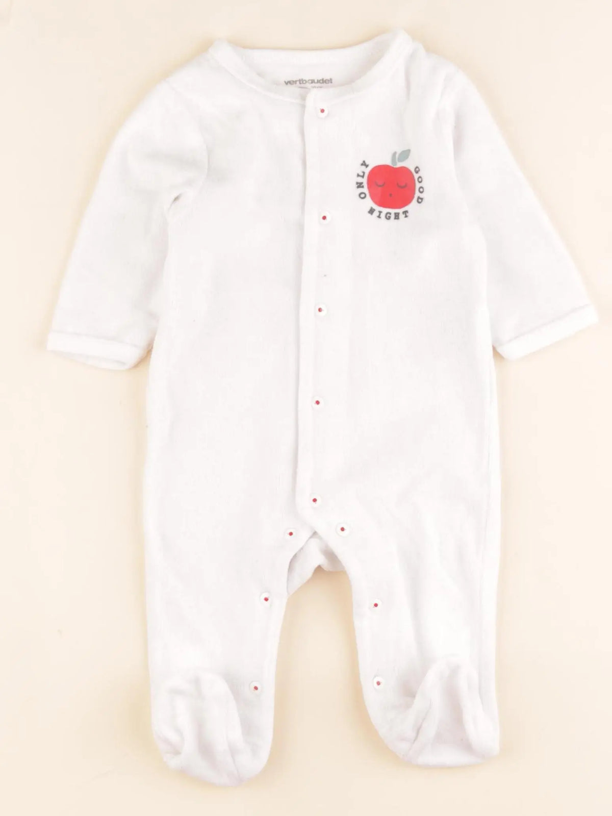 Vertbaudet - pyjama velours blanc - 3 mois