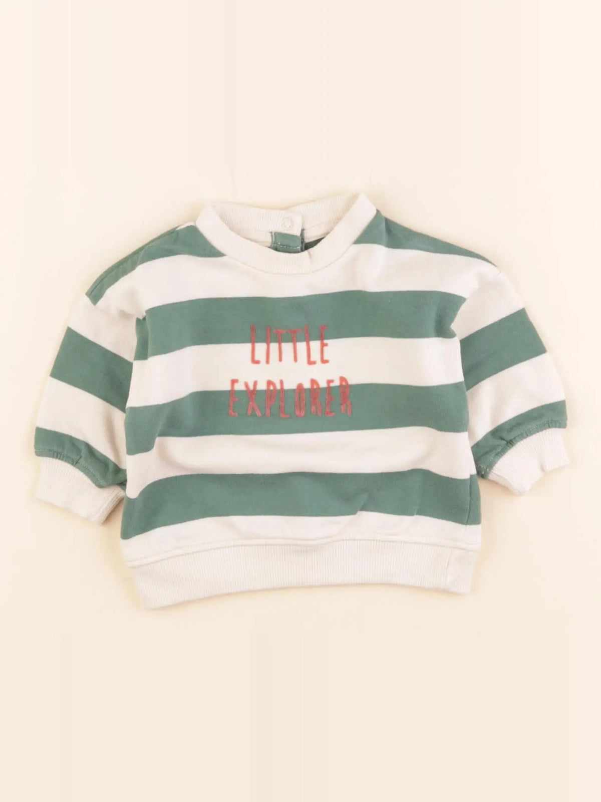 Vertbaudet - sweat blanc, vert - 3 mois