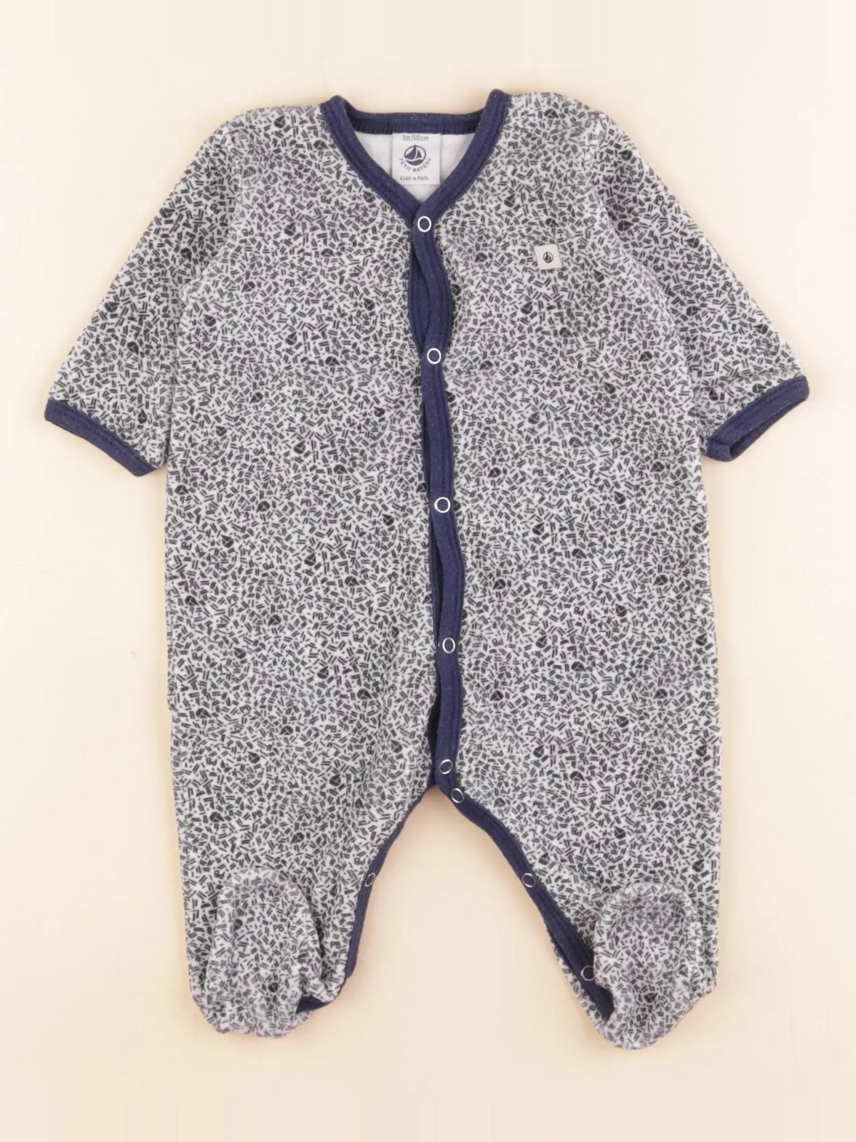 Petit Bateau - pyjama velours bleu - 3 mois