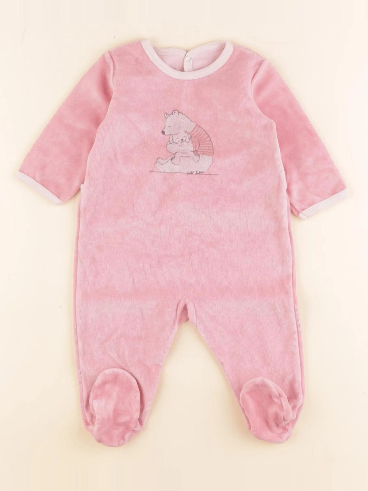 Petit Bateau - pyjama velours rose - 6 mois