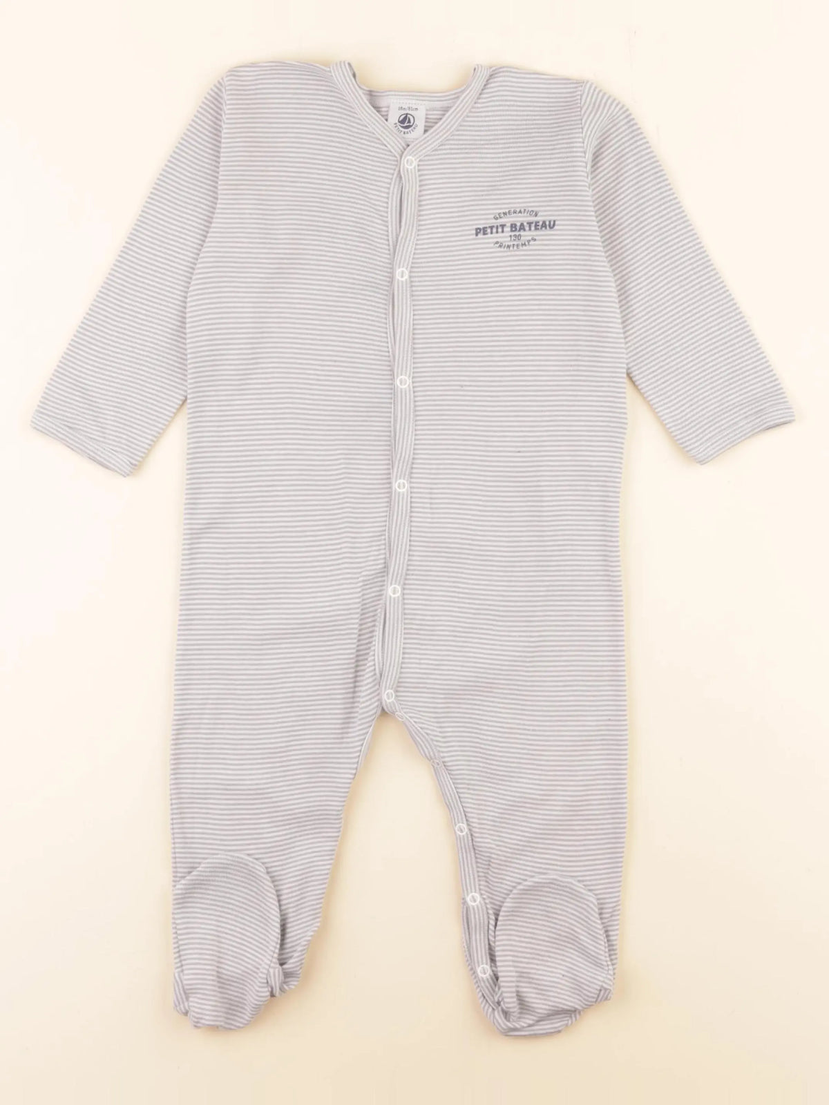 Petit Bateau - pyjama coton gris - 18 mois