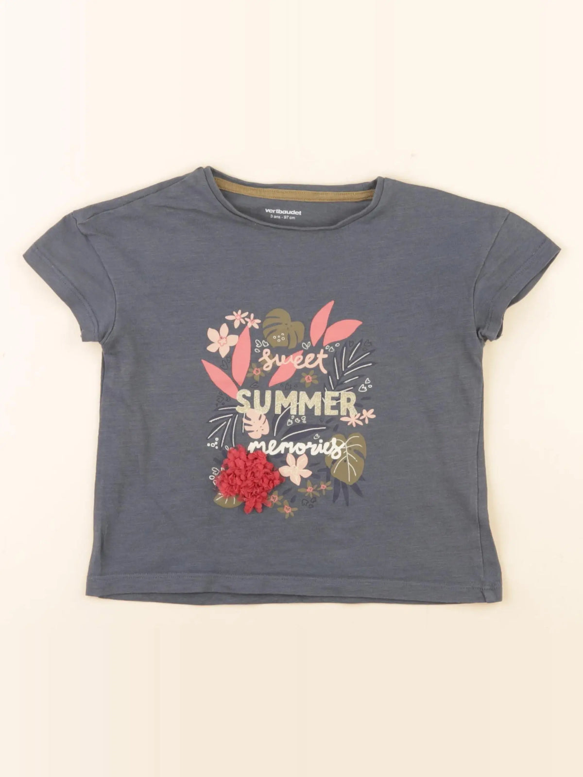 Vertbaudet - tee-shirt bleu - 3 ans