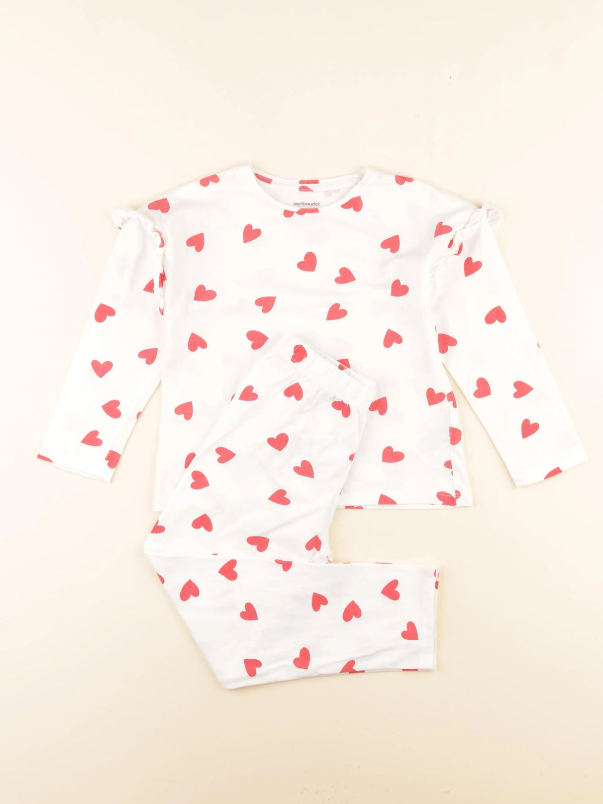 Vertbaudet - pyjama coton blanc, rouge - 6 ans