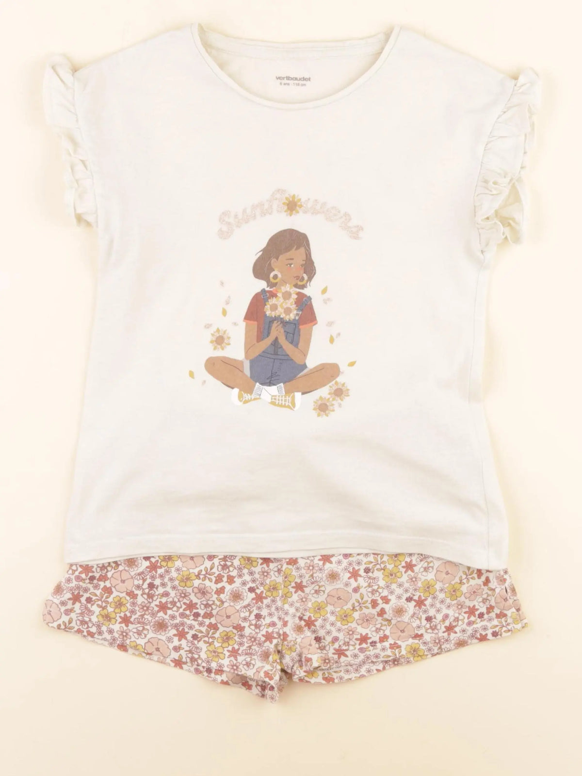 Vertbaudet - ensemble beige - 6 ans
