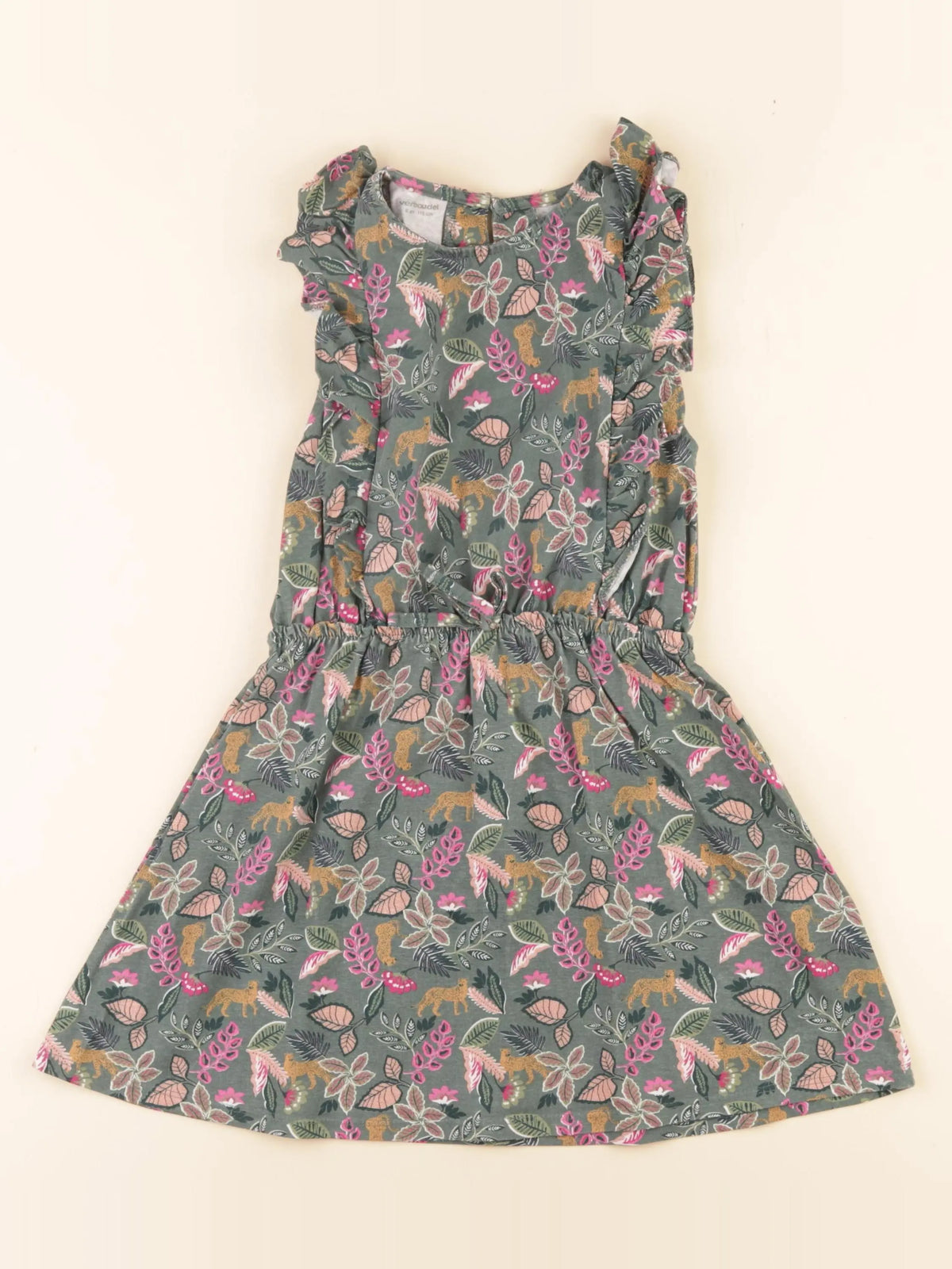 Vertbaudet - robe vert, rose - 6 ans