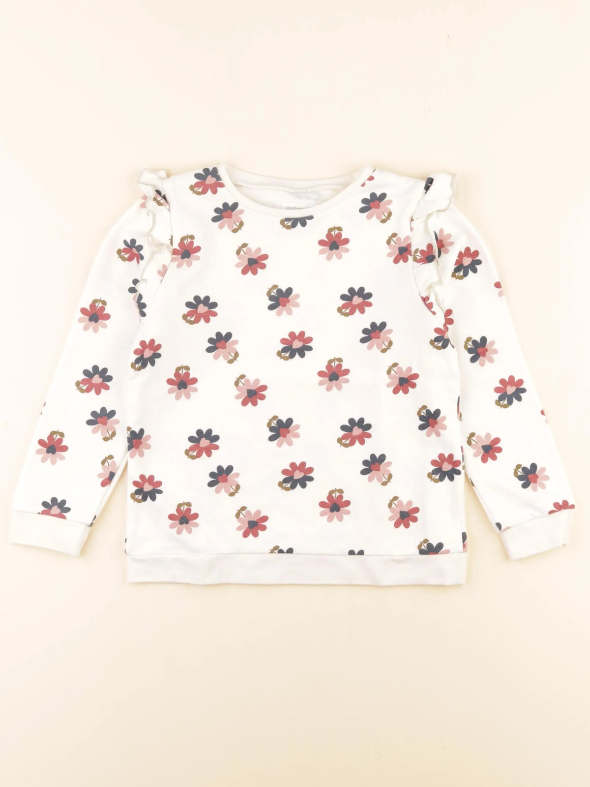 Vertbaudet - sweat blanc, rose - 6 ans