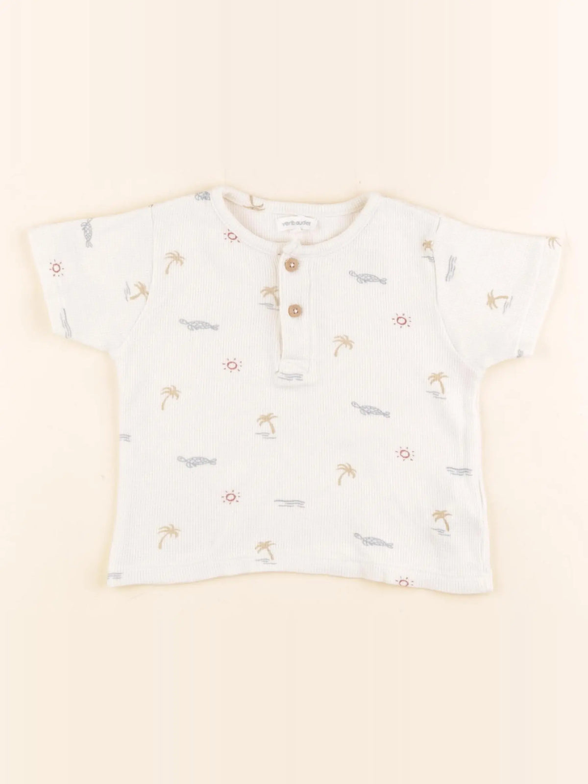 Vertbaudet - tee-shirt beige - 12 mois