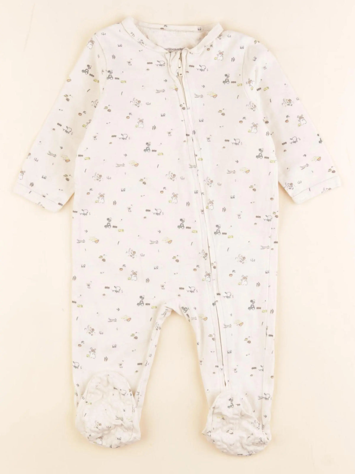 Vertbaudet - pyjama coton beige - 9 mois