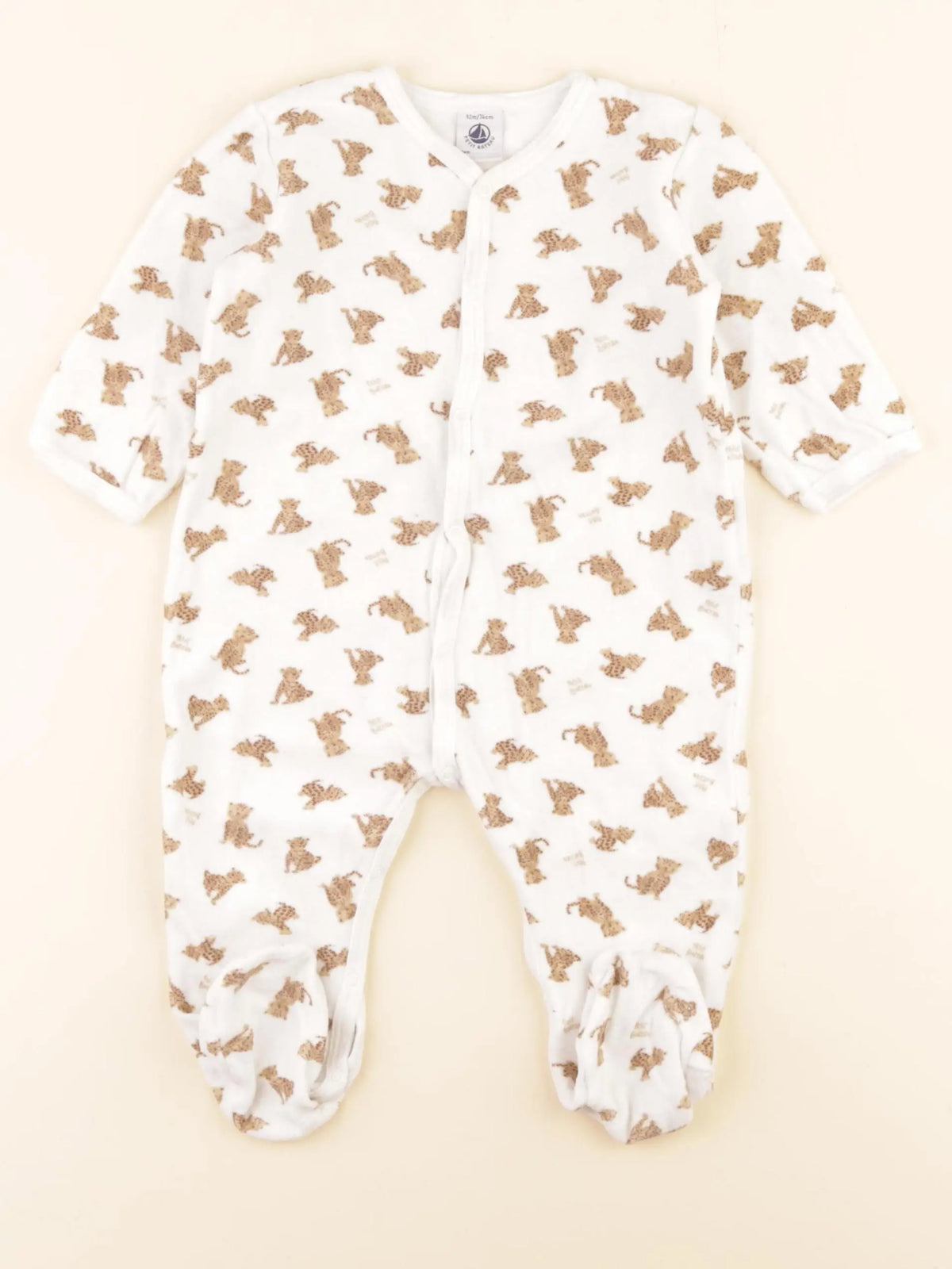 Petit Bateau - pyjama velours blanc - 12 mois