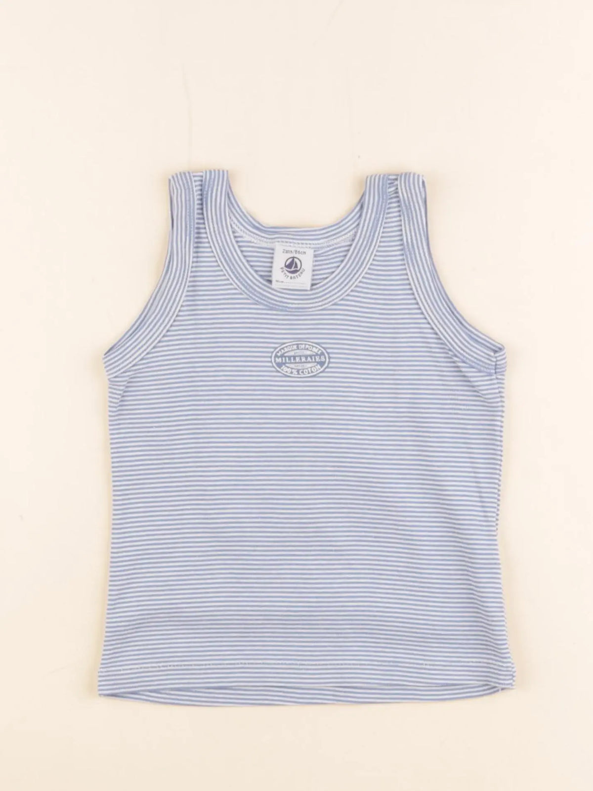 Petit Bateau - maillot de corps bleu, blanc - 2 ans