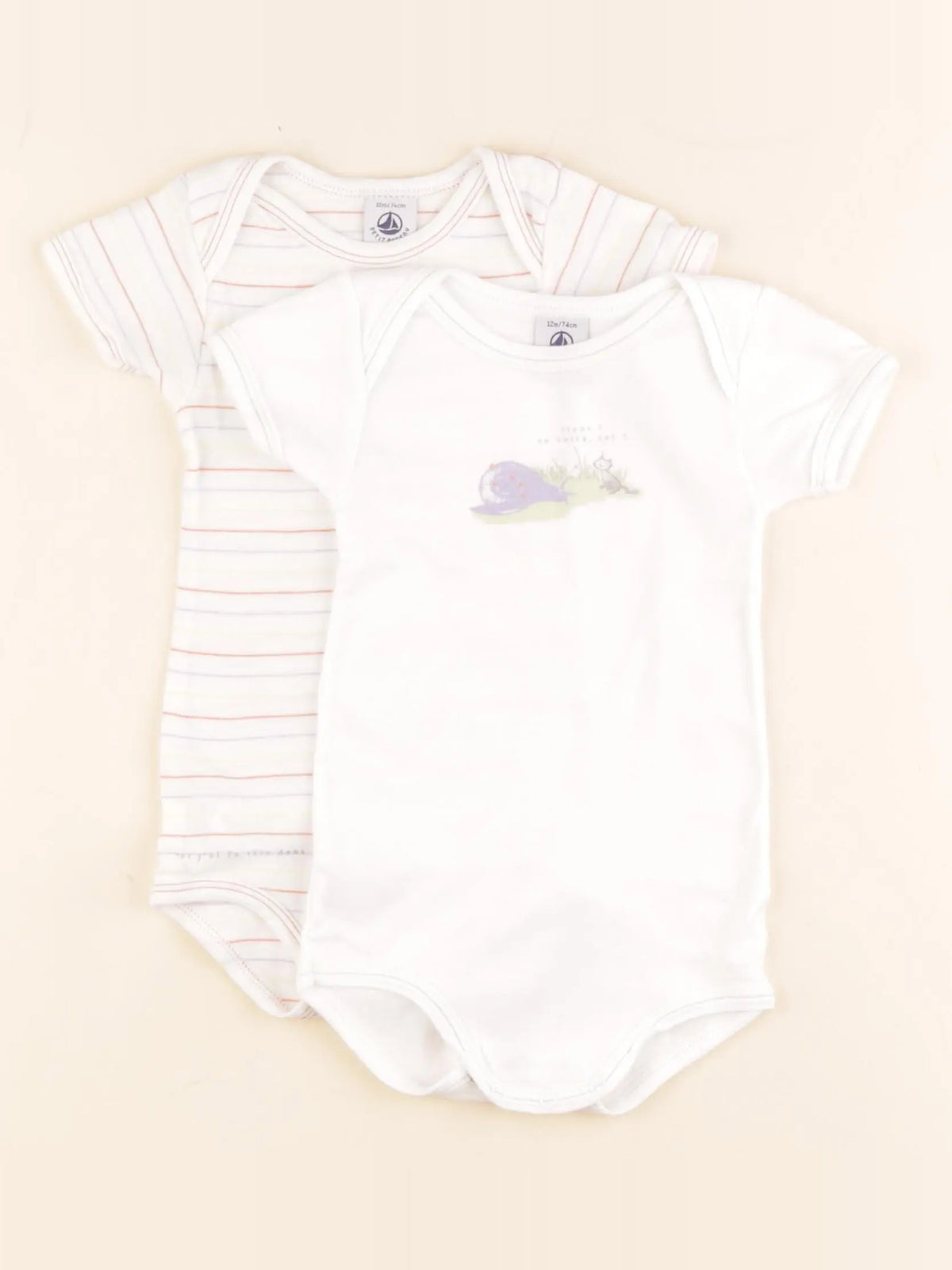 Petit Bateau - lot de 2 bodies en coton multicolore - 12 mois
