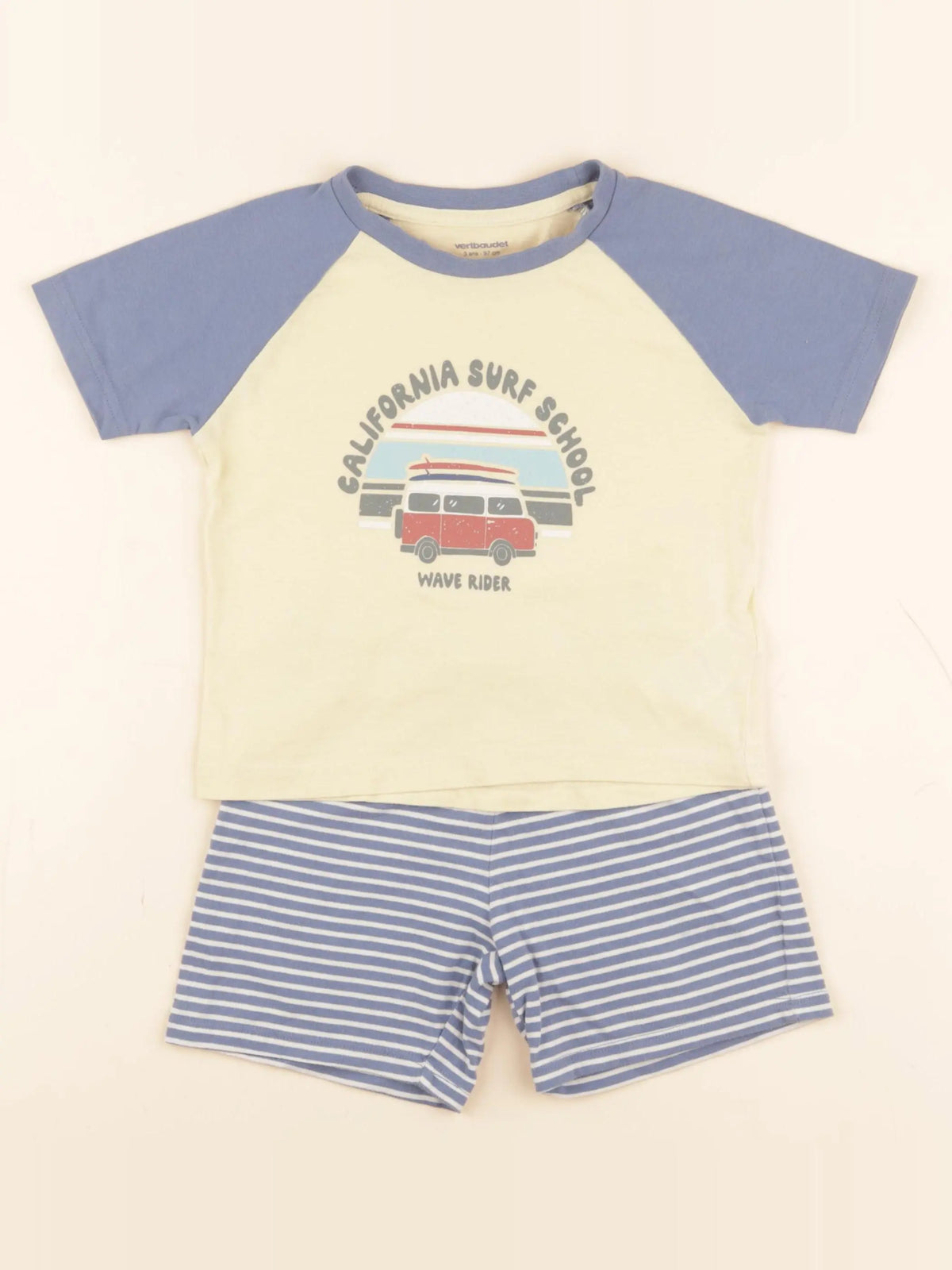 Vertbaudet - pyjama coton bleu, jaune - 3 ans