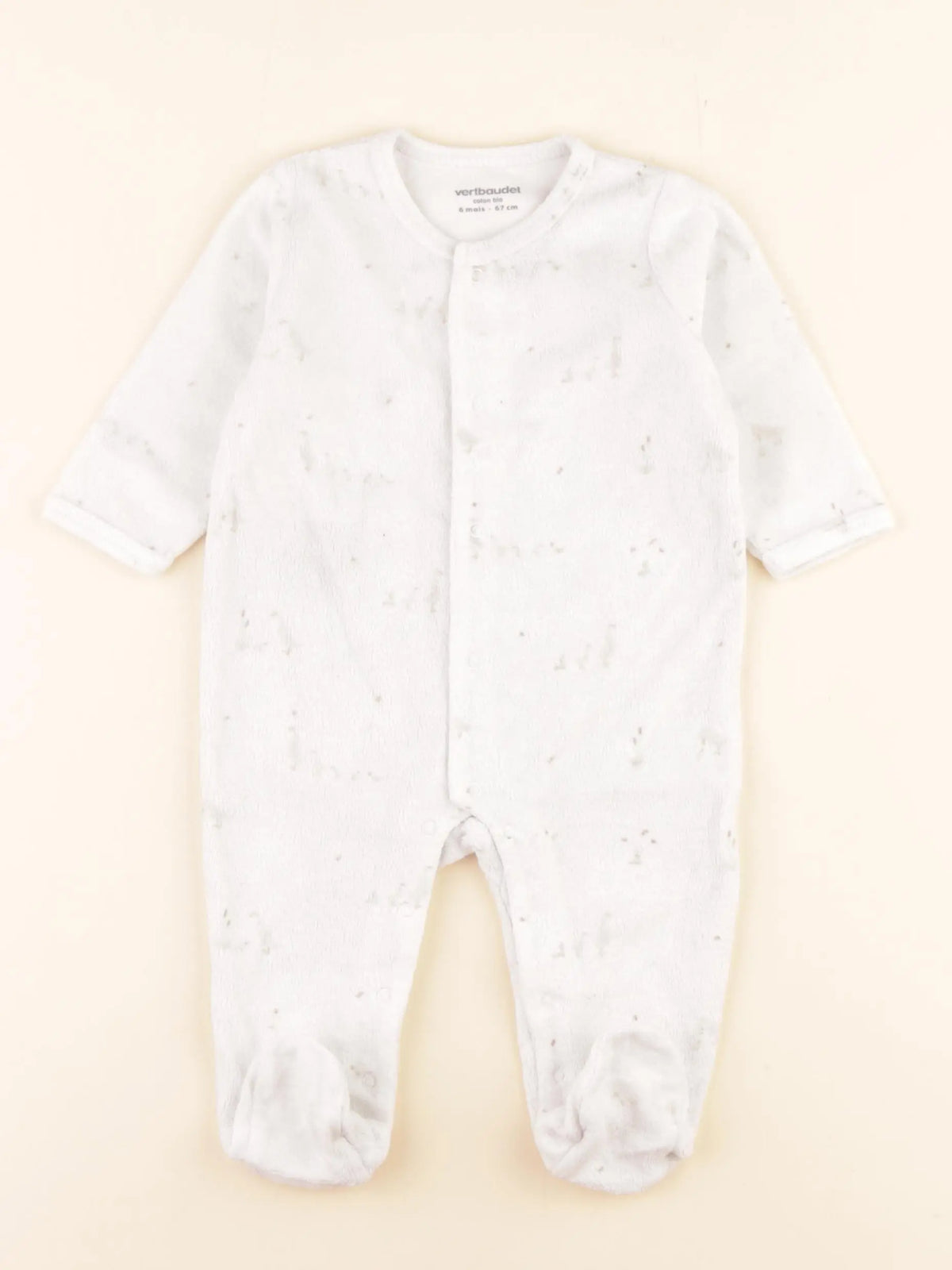 Vertbaudet - pyjama velours blanc - 6 mois
