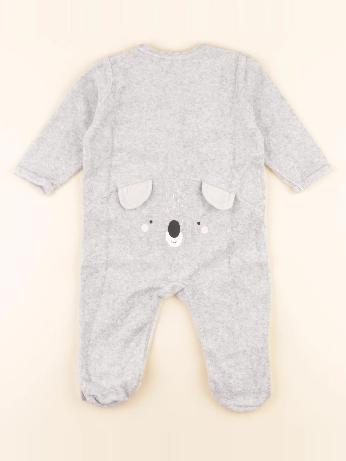 Vertbaudet - pyjama velours gris - 9 mois
