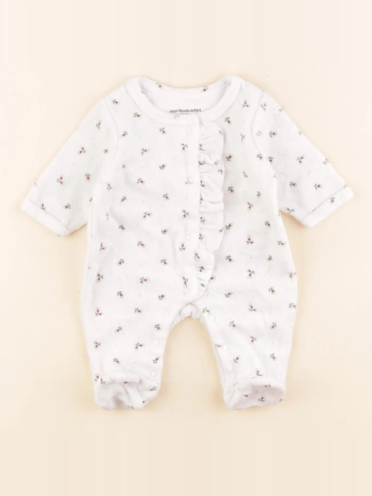 Vertbaudet - pyjama velours blanc - 0 mois
