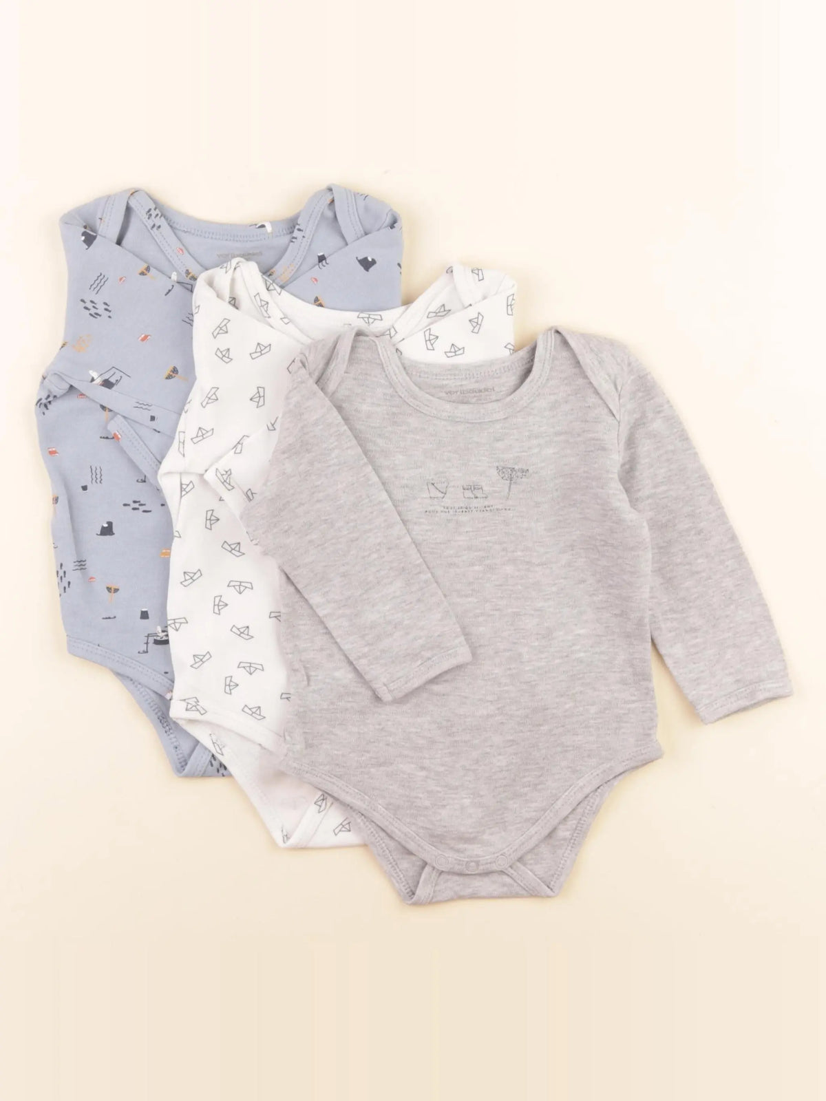 Vertbaudet - lot de 3 bodies en coton multicolore - 12 mois