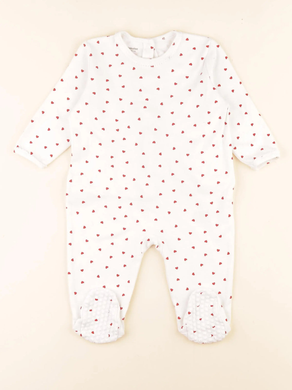 Vertbaudet - pyjama coton blanc, rouge - 12 mois