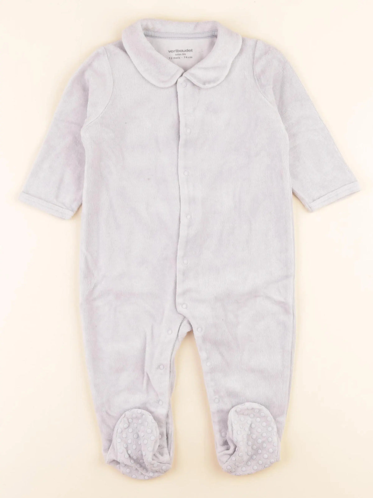 Vertbaudet - pyjama velours gris - 12 mois