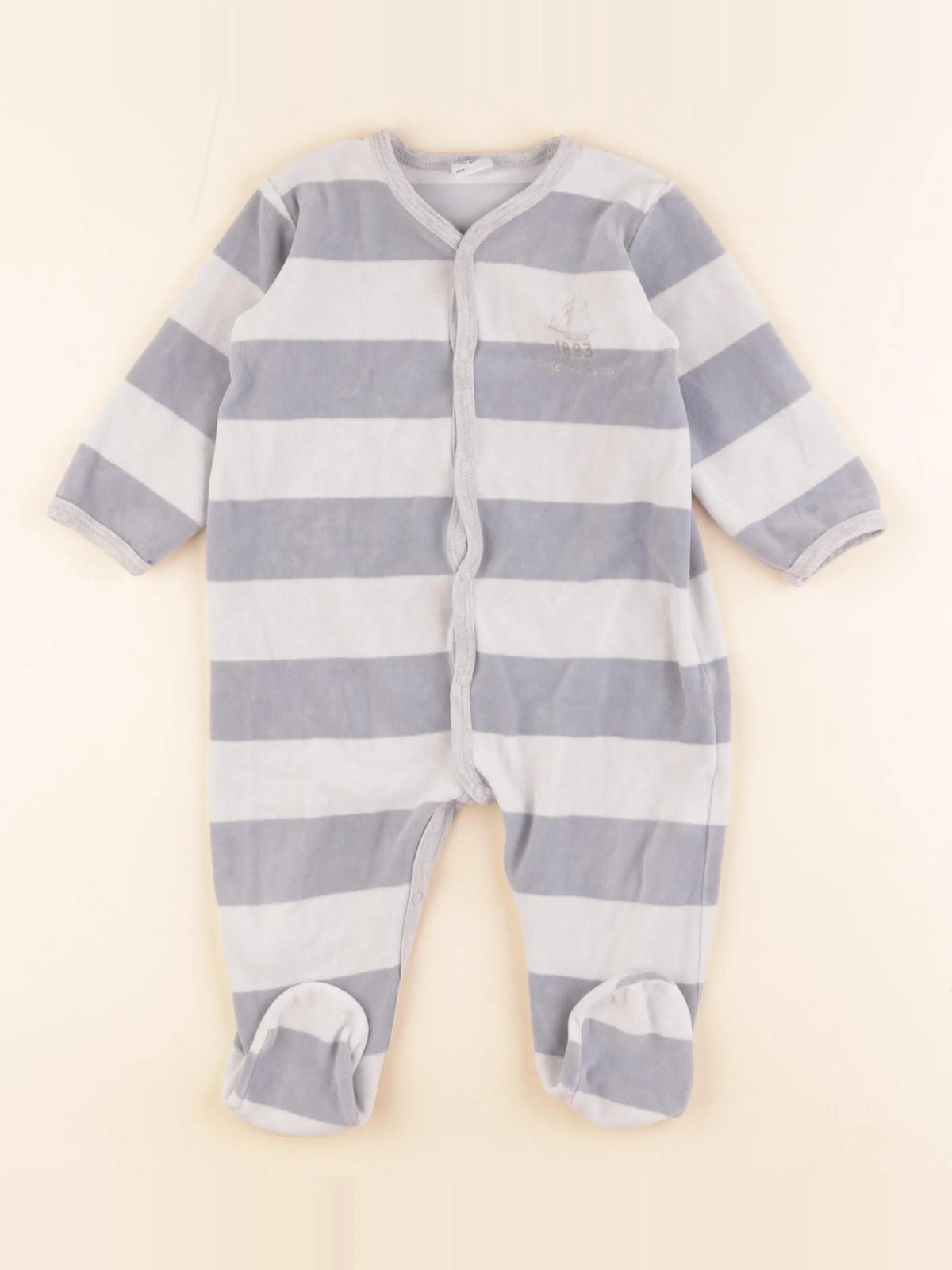 Petit Bateau - pyjama velours bleu - 12 mois