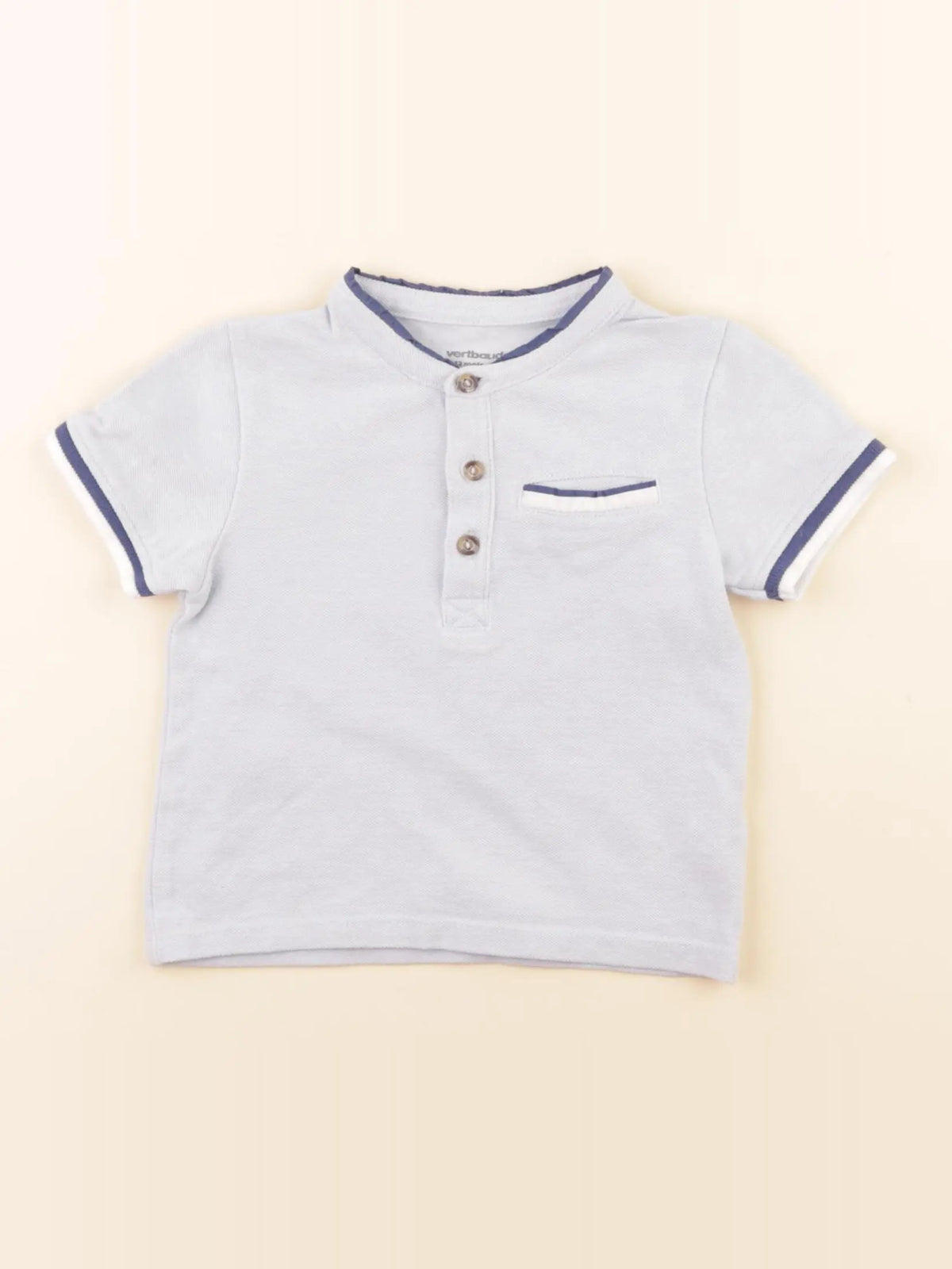 Vertbaudet - polo bleu - 12 mois