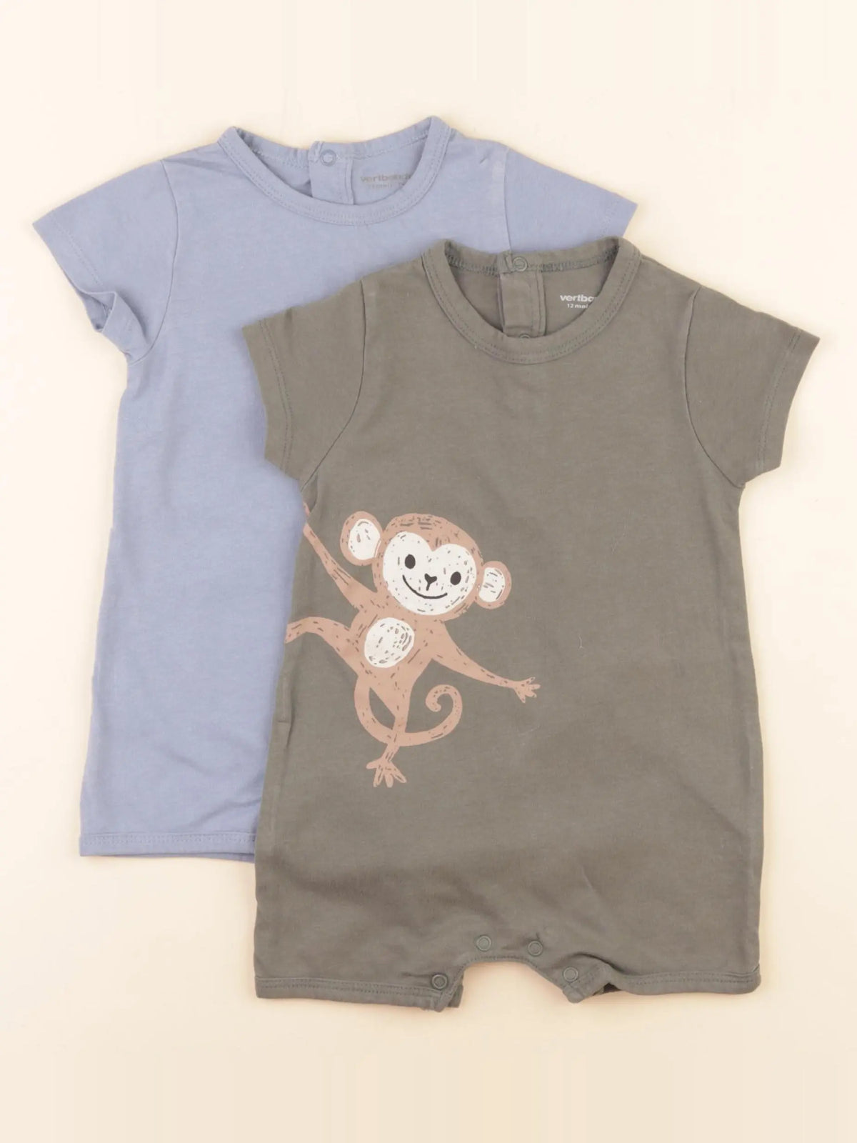 Vertbaudet - lot de 2 pyjamas coton bleu, vert - 12 mois