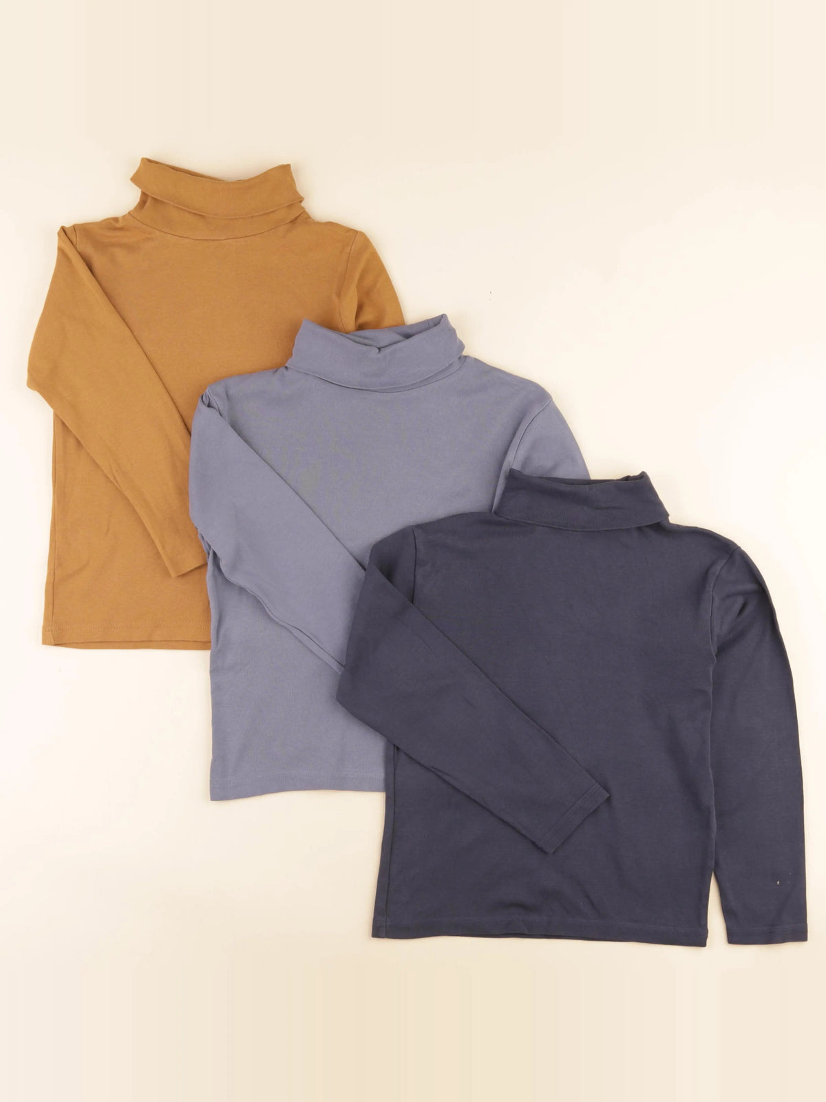 Vertbaudet - lot de 3 sous-pulls bleu, marron - 8 ans