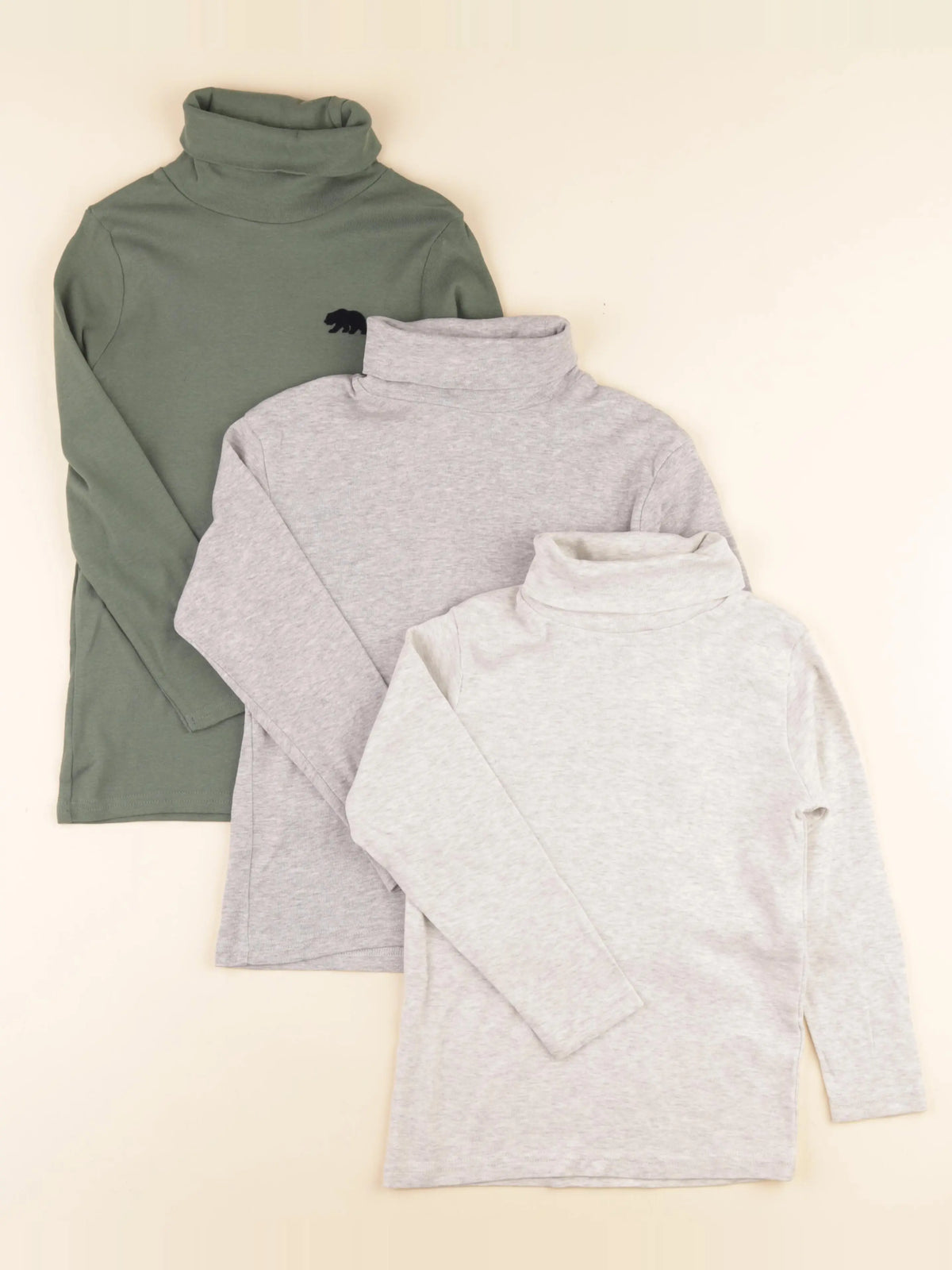 Vertbaudet - lot de 3 sous-pulls gris, vert - 8 ans