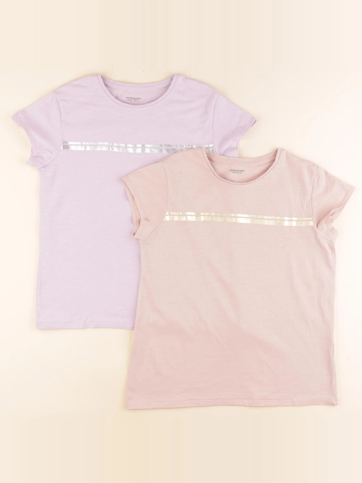 Vertbaudet - lot de 2 tee-shirts violet, rose - 14 ans