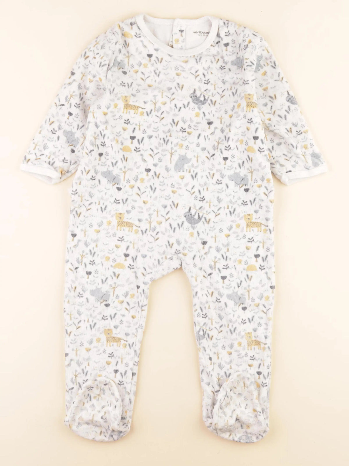 Vertbaudet - pyjama velours bleu, jaune - 2 ans