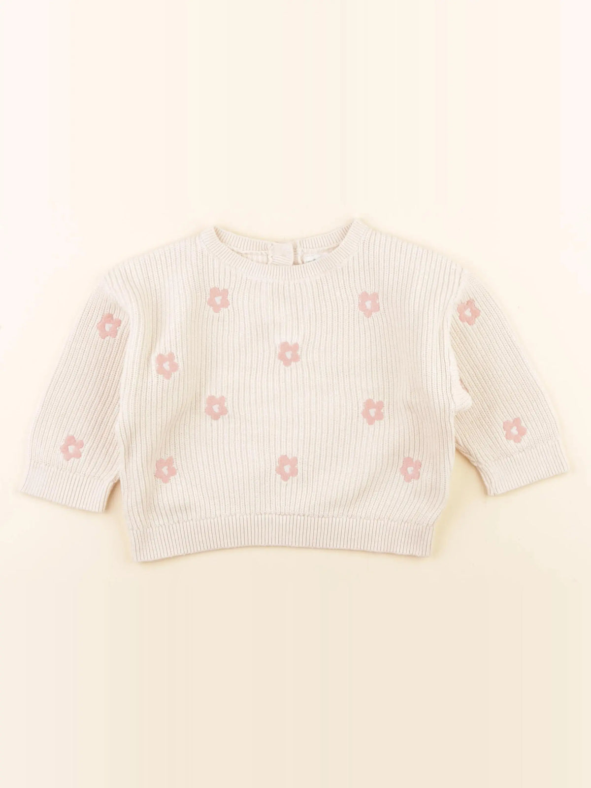 Vertbaudet - pull beige, rose - 18 mois