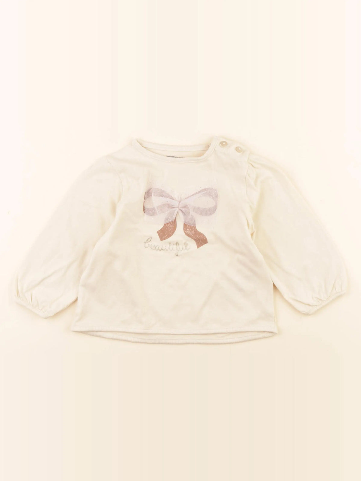 Vertbaudet - tee-shirt beige - 12 mois