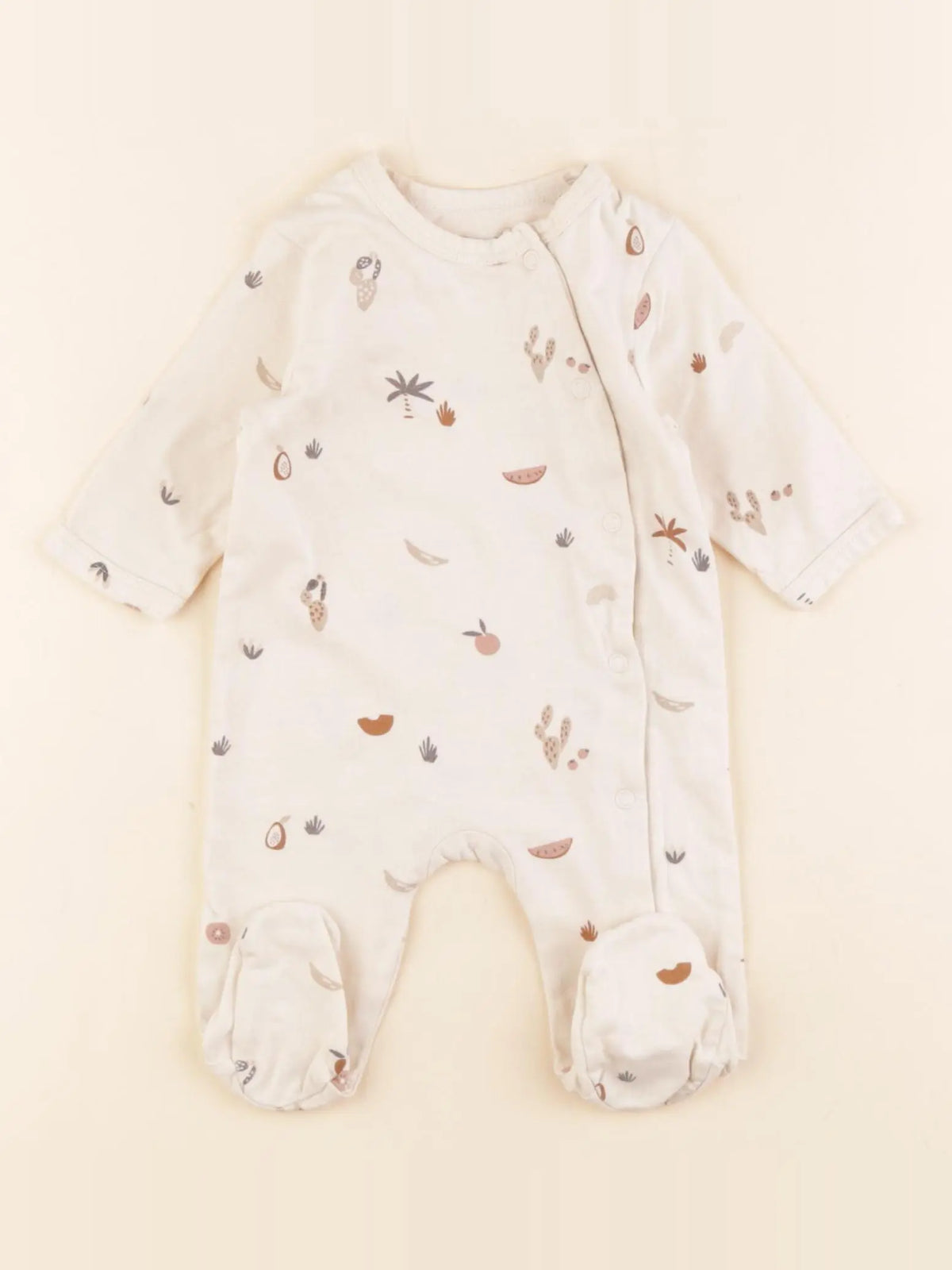 Vertbaudet - pyjama coton beige - 1 mois
