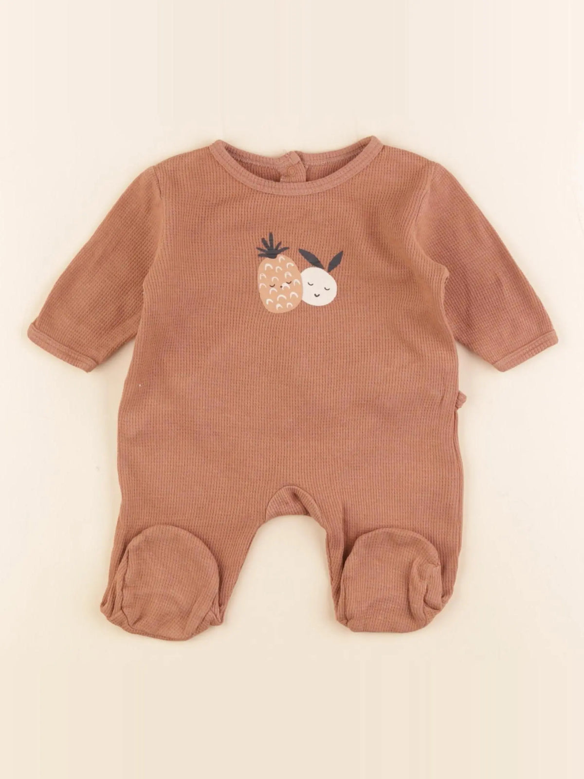 Vertbaudet - pyjama coton marron - 1 mois