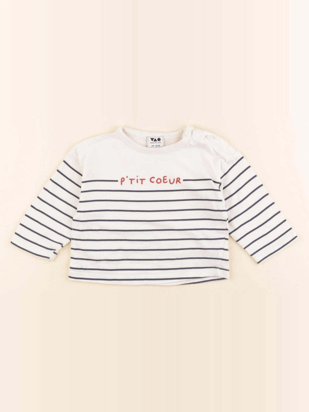 Tape à l'oeil - tee-shirt blanc, bleu - 6 mois